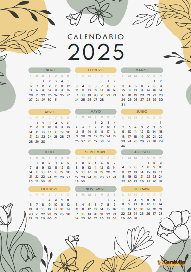 Calendario 2025 para Imprimir: Descargar Gratis en PDF 34 Calendario 2025 para Imprimir: Descargar Gratis en PDF